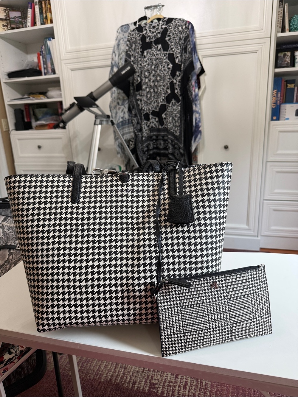 Lauren Ralph Lauren reversible tote bags with attached cosmetic bag  18” x 12”